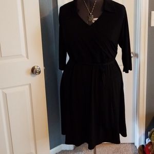 Black faux wrap dress